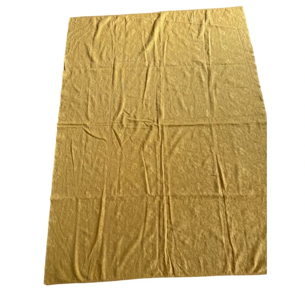 Vintage Mustard Yellow Floral Lace Tablecloth Retro Damask Mesh 66x48 Small Flaw